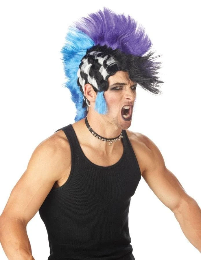 Morris Accessories "Checkered Mohawk Punk" Halloween Wig 3 Morris Accessories "Checkered Mohawk Punk" Halloween Wig