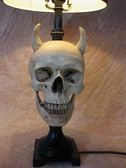Skeletons And More "Desk Lamp With Devil Skull And Bone Shade" Haunted House Lighting Horror Movie Props 4 Skeletons And More "Desk Lamp With Devil Skull And Bone Shade" Haunted House Lighting Horror Movie Props