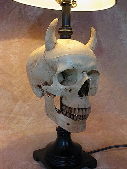 Skeletons And More "Desk Lamp With Devil Skull And Bone Shade" Haunted House Lighting Horror Movie Props 5 Skeletons And More "Desk Lamp With Devil Skull And Bone Shade" Haunted House Lighting Horror Movie Props