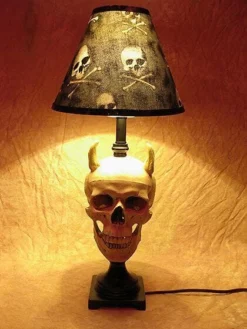 Skeletons And More "Desk Lamp With Devil Skull And Bone Shade" Haunted House Lighting Horror Movie Props 9 Skeletons And More
