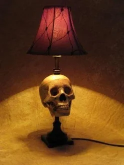 Skeletons And More Horror Movie Props "Desk Lamp With Life-size Skull And Antique Shade" Haunted House Lighting 7 Skeletons And More Horror Movie Props