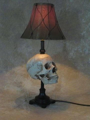 Skeletons And More Horror Movie Props "Desk Lamp With Life-size Skull And Antique Shade" Haunted House Lighting 4 Skeletons And More Horror Movie Props "Desk Lamp With Life-size Skull And Antique Shade" Haunted House Lighting