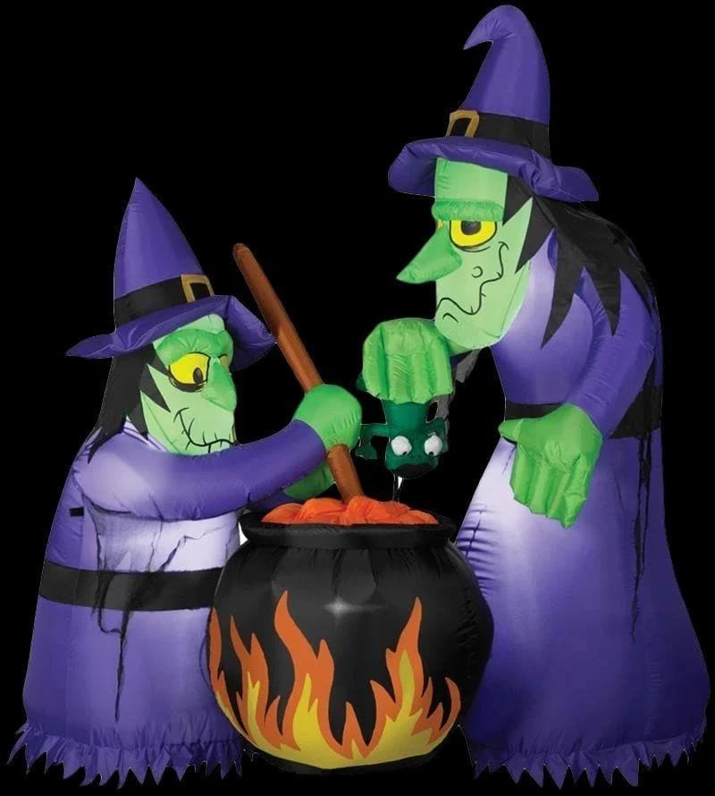 Morris "Double Witch And Cauldron" Animated Air-blown Inflatable Decoration - 6 Foot Tall Decorations 3 Morris "Double Witch And Cauldron" Animated Air-blown Inflatable Decoration - 6 Foot Tall Decorations
