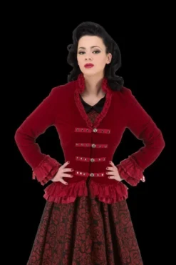 The Horror Dome "Gothic Vampiress Jacket In Red Velvet" HD Hollywood Costume Costumes