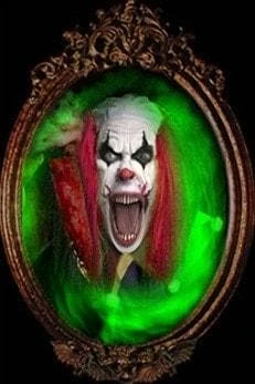 Night Frights "Haunted Mirror - Killer Clown" Professional Animated Halloween Decoration Clown Props