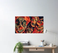 The Horror Dome Decorations Horror Faces Poster
